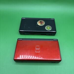 x2 Nintendo DS Lite Model USG-001 Black And Red Handheld Game Console FOR PARTS